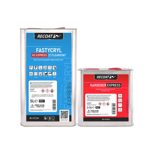 Быстросохнущий прозрачный акриловый лак RECOAT RC-FCC50 2K HS FASTYCRYL 5 л. с отвердителем 2,5 л. 1