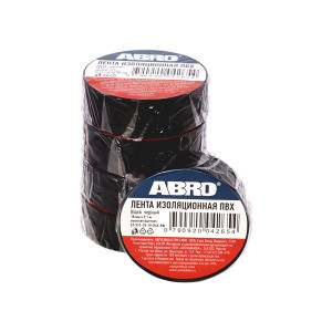 ABRO Изолента ПВХ черная, устойчивая к растяжению (ET-912-18-10-BLK-RW) 18мм*9,1м. комплект из 5 шту