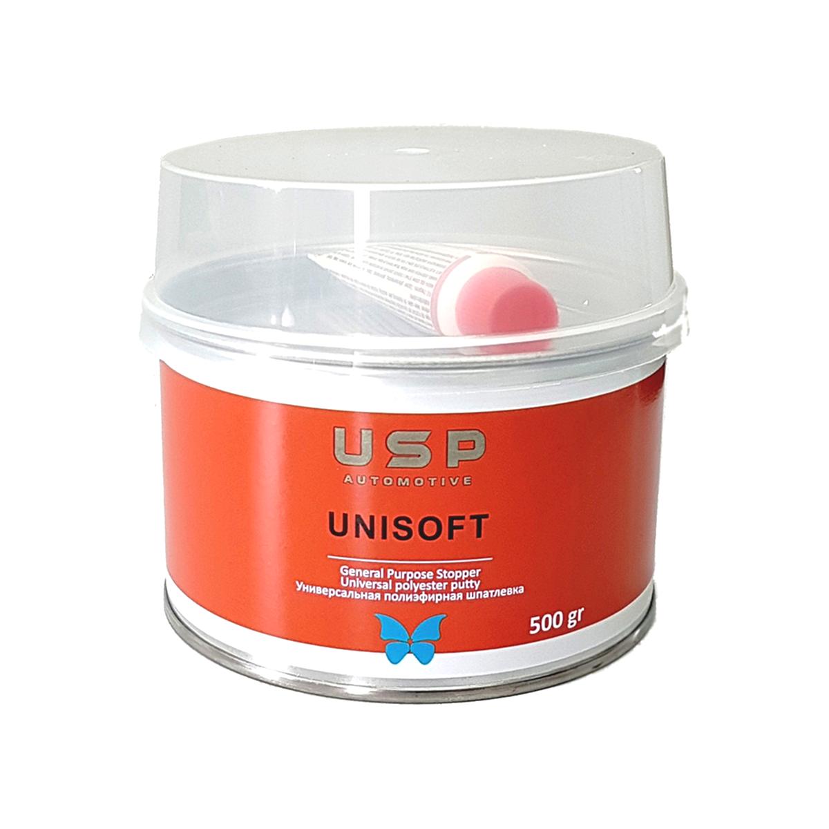Юнисофт. Шпатлевка Nov-Unisoft (0,25 кг) цвет. USP шпатлевка Unisoft мягкая 242г. Unisoft полиэфирная, 0,25кг. Замазка для автомобиля.
