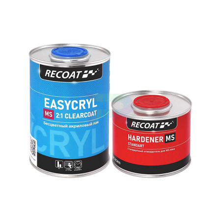 Прозрачный автомобильный акриловый лак RECOAT 2K MS Easycryl (RC-ECC10) 1 л. с отвердителем 0,5 л. 1