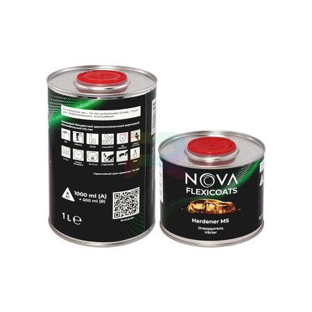 Глянцевый бесцветный акриловый автомобильный лак NOVA Flexicoats 2+1 MS 1 л. с отвердителем 0,5 л. 2
