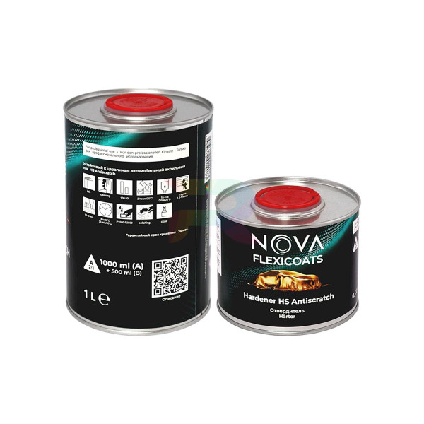 Устойчивый к царапинам автомобильный акриловый лак NOVA Flexicoats 2+1 HS Antiscratch 1 + 0,5 л. 2