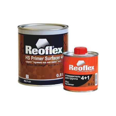 Reoflex Грунт-выравниватель на металл 4+1 HS SURFACER белый 0,8 л. с отвердителем 0,2 л.-06