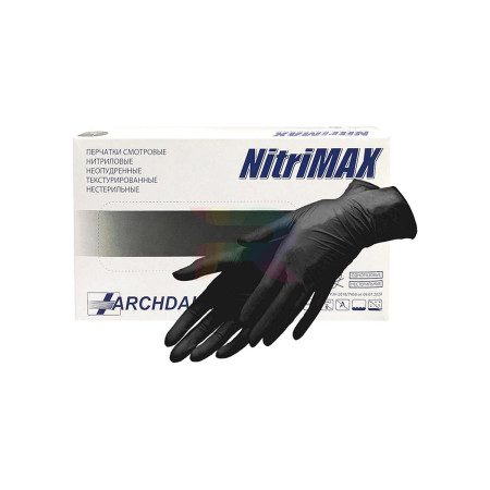 Перчатки NitriMax нитриловые черный, размер M, 50 пар.-03