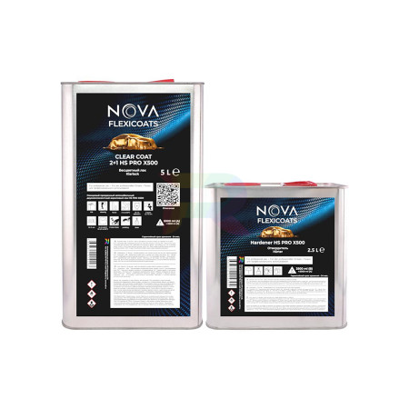 Глянцевый прозрачный автомобильный акриловый лак NOVA Flexicoats 2+1 HS PRO X500 5 л. + 2,5 л.