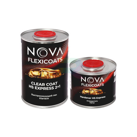 Быстросохнущий автомобильный акриловый лак NOVA Flexicoats 2+1 HS Express 1 + 0,5 л. 1