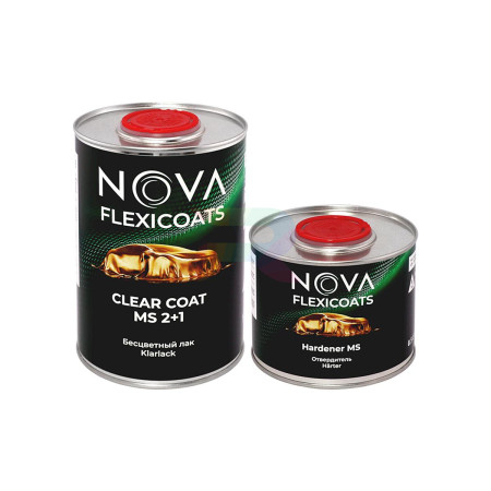 Глянцевый бесцветный акриловый автомобильный лак NOVA Flexicoats 2+1 MS 1 л. с отвердителем 0,5 л. 1