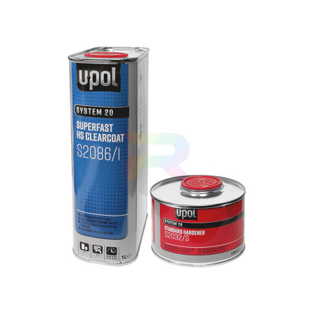 U-POL S2086 Быстросохнущий акриловый лак 2К HS Super Fast 3_1 1л. с отвердителем 0,33 л. S2032 (комп